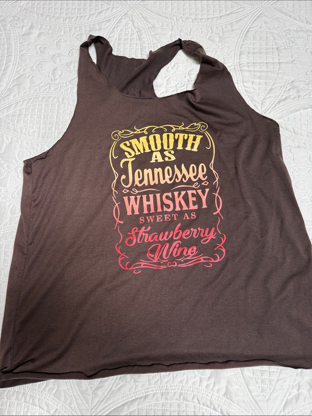 Brown Graphic Racerback Tank Top - Smooth as Tennessee Whiskey